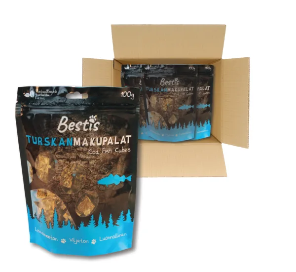 Bestis säästöpakkaus, turskan makupalat, 4x 100g, vastuullisesti tuotettu Eu:ssa, lisäaineeton, viljaton, luonnollinen